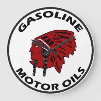 Red Indian Gasoline vintage tin sign clock