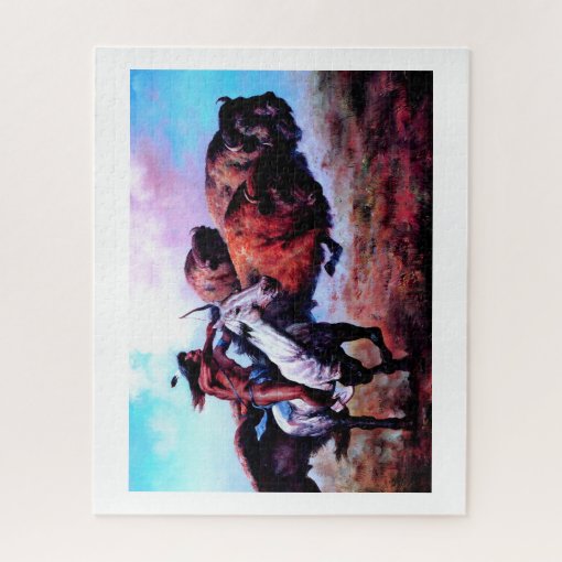 Red Indian hunting Jigsaw Puzzle Zazzle