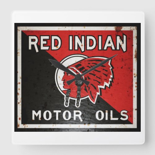 Red Indian Motor Oil vintage sign clock
