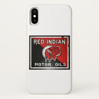 Red Indian Motor Oil vintage sign. Rusted version. iPhone X Case