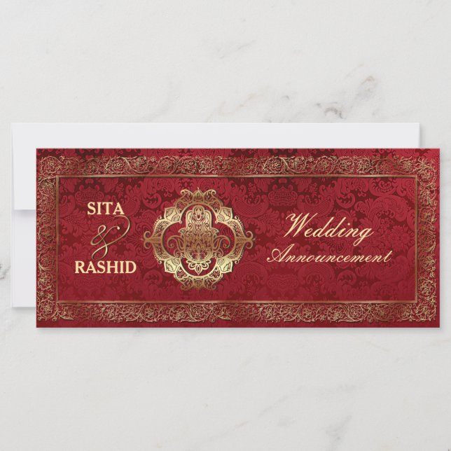 Red Indian Wedding - Announcement / Rackcard (Front)