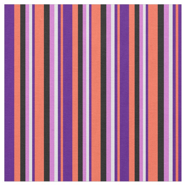 Red, Indigo, Lavender, Orchid & Black Lines Fabric (Close Up)