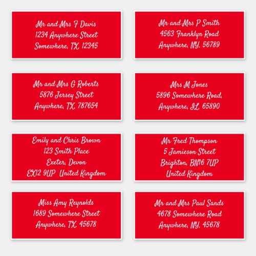 Red Individual Recipient Name Address Shipping Sticker