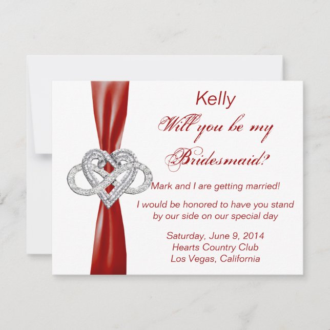 Red Infinity Heart Bridesmaid Card (Front)