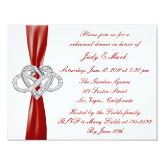 Red Infinity Heart Rehearsal Dinner Invitation
