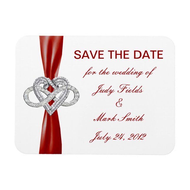Red Infinity Heart Save The Date Magnet (Horizontal)