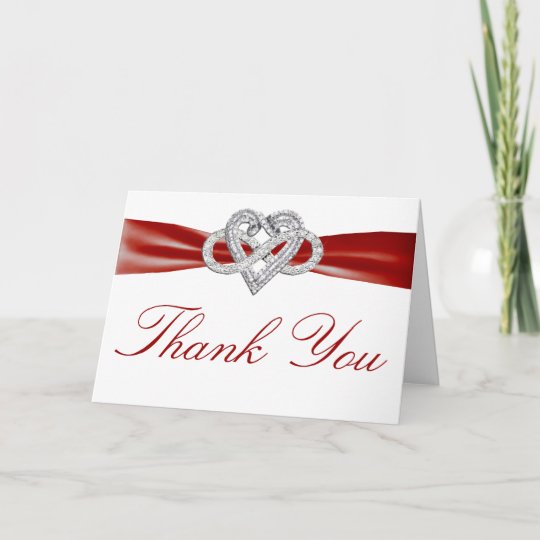 red infinity heart thank you card zazzle