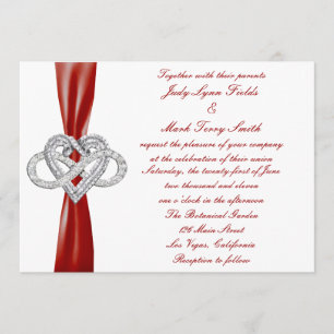 Red Infinity Heart Wedding Invitation