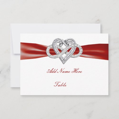 Red Infinity Heart Wedding Table Place Card