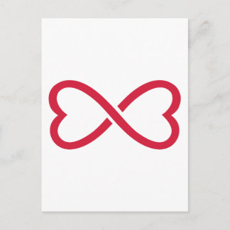 Red infinity love hearts postcard