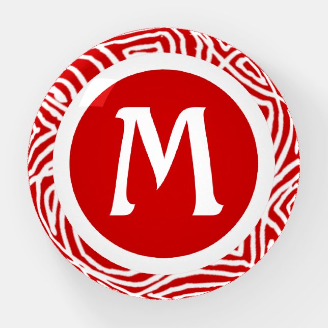 Red Initial Ceramic Ornament Paperweight (Front)