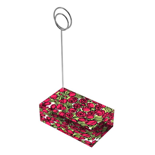 Red inked art tulips table numbers stand (Corner)