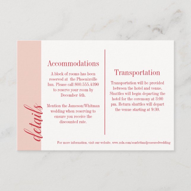 Red Insert Card, Caroline Wedding (Front)