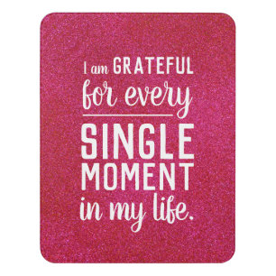 Red Inspirational Mantra Grateful Gratitude Quote Door Sign