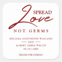 Red Inspirational Quote Wedding Sanitizer Hand Gel Square Sticker