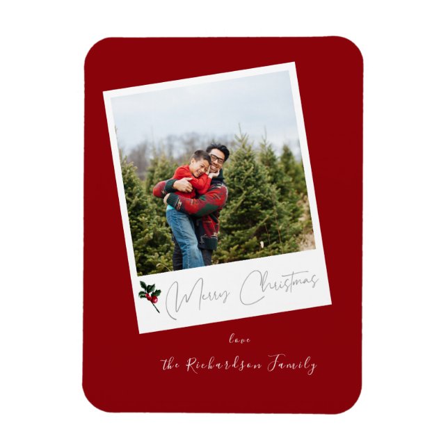 Red Instant Photo Merry Christmas Magnet (Vertical)