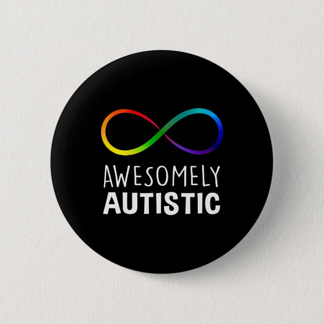 Red Instead Autism Awesomely Autistic Infinity  Button (Front)