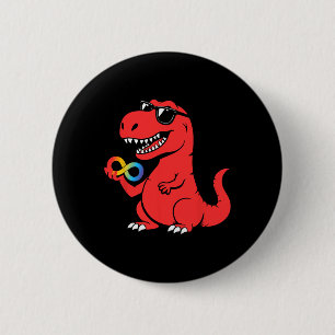 Red Instead Autism Dino Autism Awareness Acceptanc Button