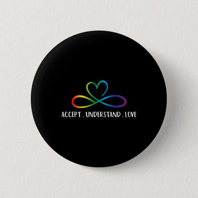 Red Instead Autism Infinity Accept Understand Love Button (Front)
