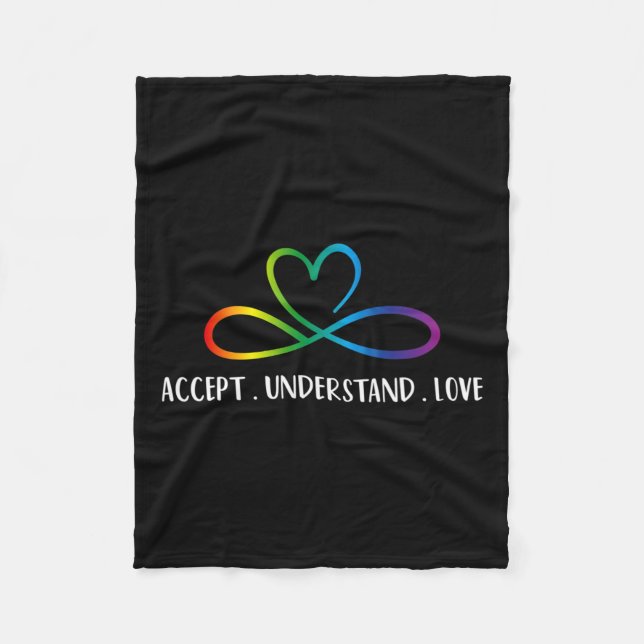 Red Instead Autism Infinity Accept Understand Love Fleece Blanket (Front)