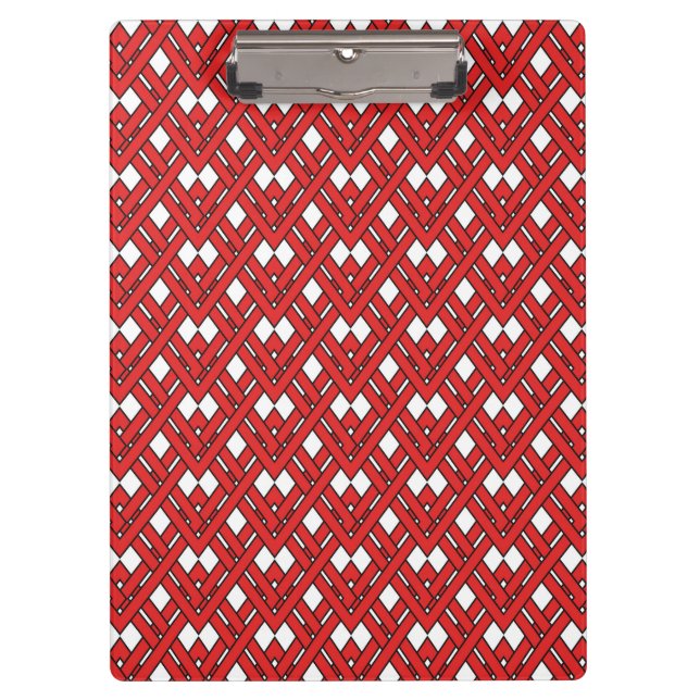 Red Interlocking Rhombuses Geometric Zig Zag Lines Clipboard (Front)