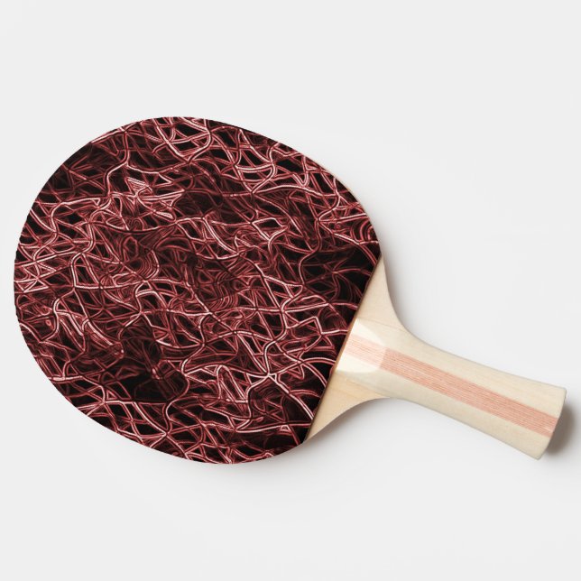 Red intertwined network of rustic and tangled wire ping pong paddle (Side)