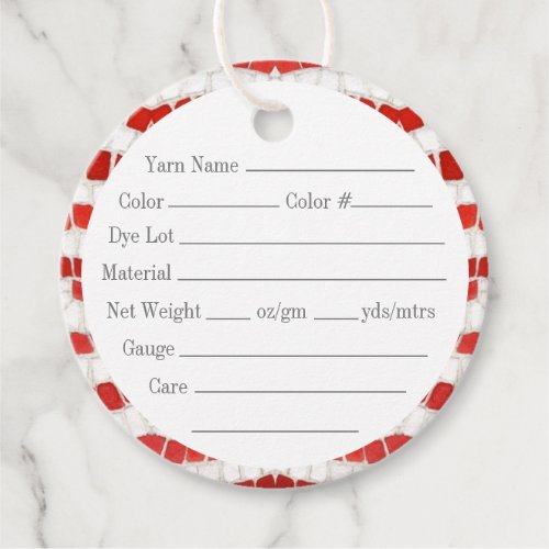 RED IONIC MOSAIC 2 Round Yarn Tags