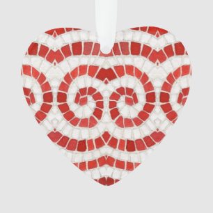 RED IONIC MOSAIC Acrylic Heart Ornament