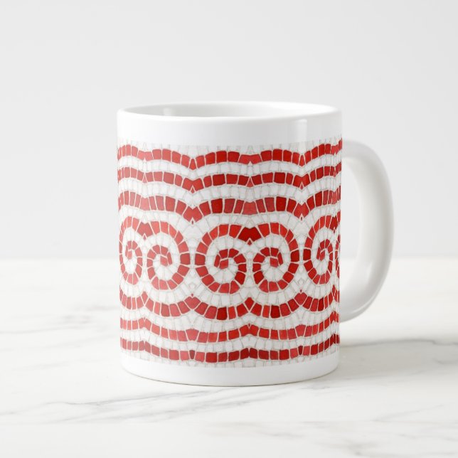RED IONIC MOSAIC Big White Mug (Front Right)
