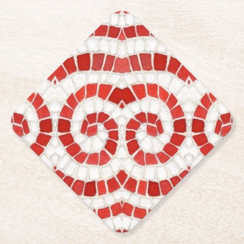 RED IONIC MOSAIC Diamond Paper Coasters