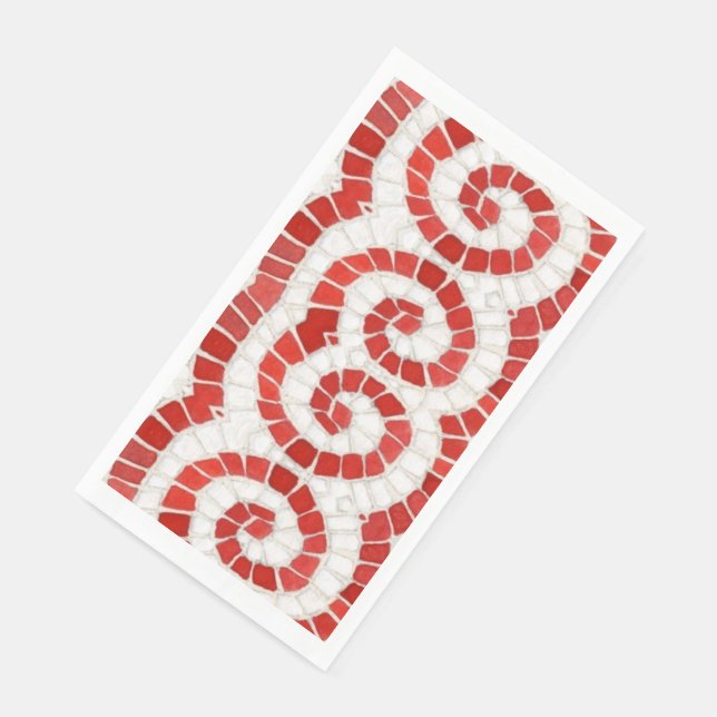 RED IONIC MOSAIC Guest Towel Paper Napkins (Corner)