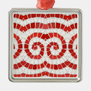 RED IONIC MOSAIC Premium Square Ornament