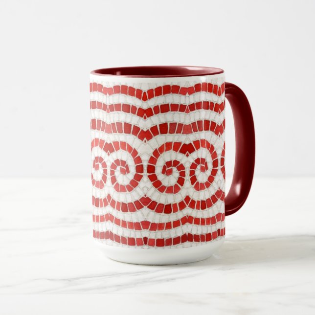 RED IONIC MOSAIC Tall Maroon Combo Mug (Front Right)