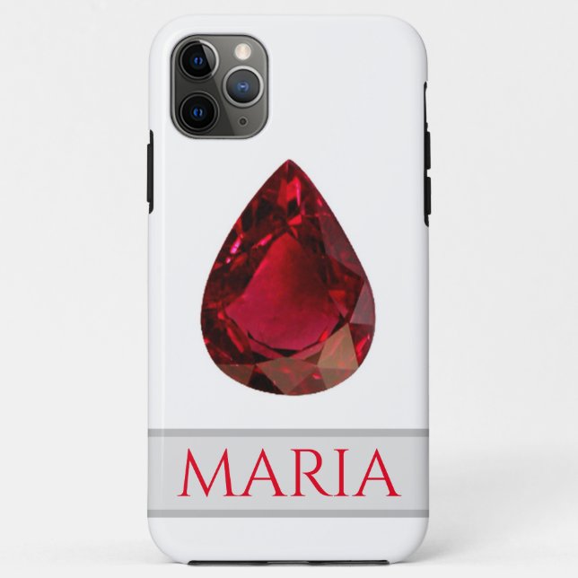 Red iPhone case faceted Gemstone Pear Ruby (Back)