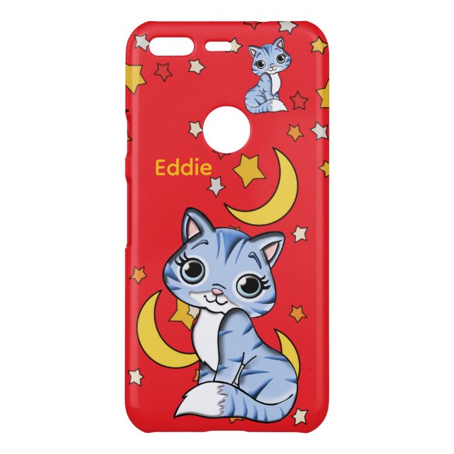 Red iPhone Case for Kids – Cats, Stars & Moon (Back)