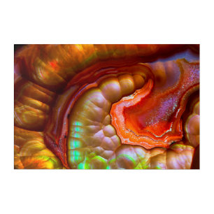 Red iridescent Fire Opal Acrylic Print