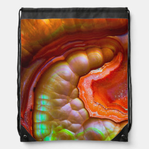 Red iridescent Fire Opal Drawstring Bag