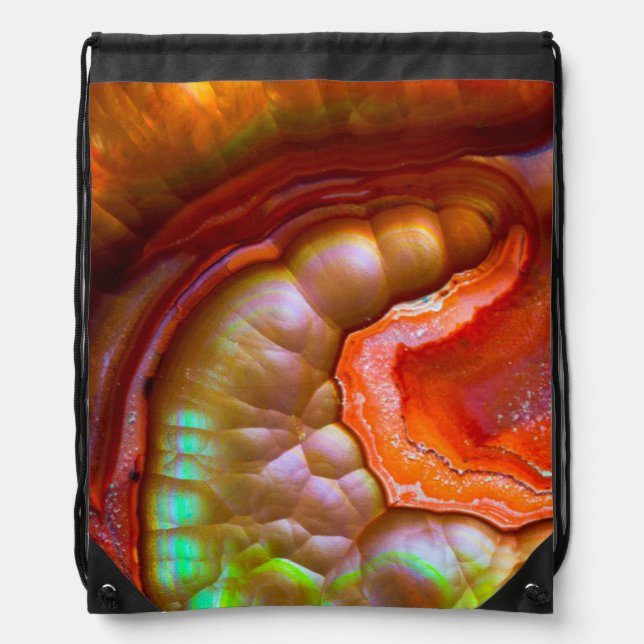 Red iridescent Fire Opal Drawstring Bag (Front)