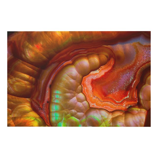 Red iridescent Fire Opal Wood Wall Decor (Front)