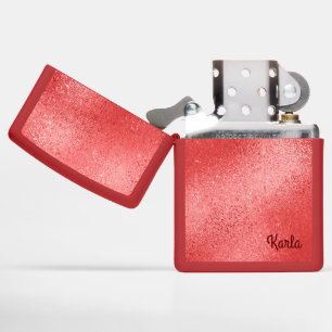 Red iridescent shimmering background zippo lighter
