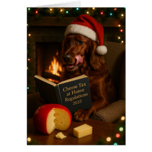 Red / Irish Setter 'Cheese Tax' Christmas card