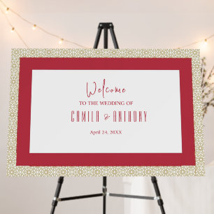 Red Islamic Geometric Border Wedding Foam Board