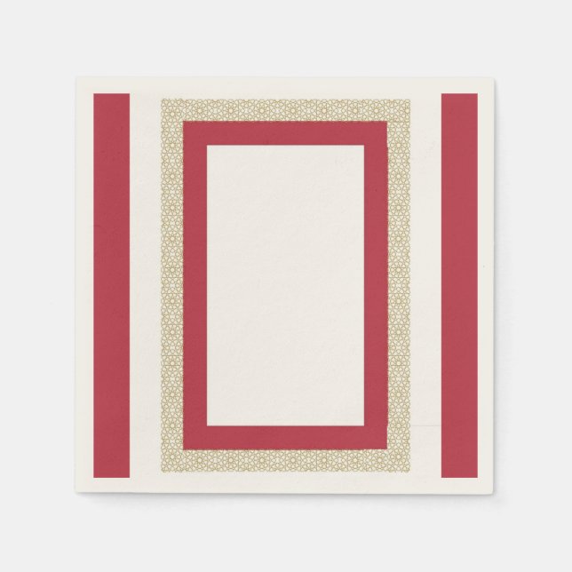 Red Islamic Geometric Border Wedding Napkins (Front)