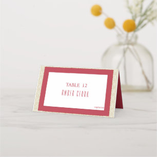 Red Islamic Geometric Border Wedding Place Card