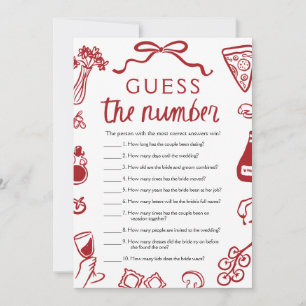 Red Italian Guess the Number Bridal Shower Game Invitation