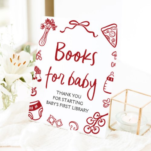Red Italian Hand Drawn Baby Shower Books for Baby