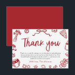 Red Italian Hand Drawn Baby Shower Thank you Card<br><div class="desc">💌🍕 Say grazie mille in style with our Red Italian Hand Drawn Baby Shower Thank You Card! Featuring whimsical pizza slices, pasta doodles, olive branches, and rustic Italian charm, this card is the perfect way to thank your loved ones for showering you and your little one with love. ❤️ You...</div>