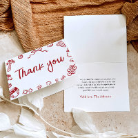 Red Italian Hand Drawn Baby Shower Thank you Card
