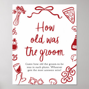 Red Italian Hand Drawn Guess How Old The Groom Poster
