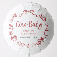 Red Italian Hand Drawn Pizza Ciao Baby Baby Shower